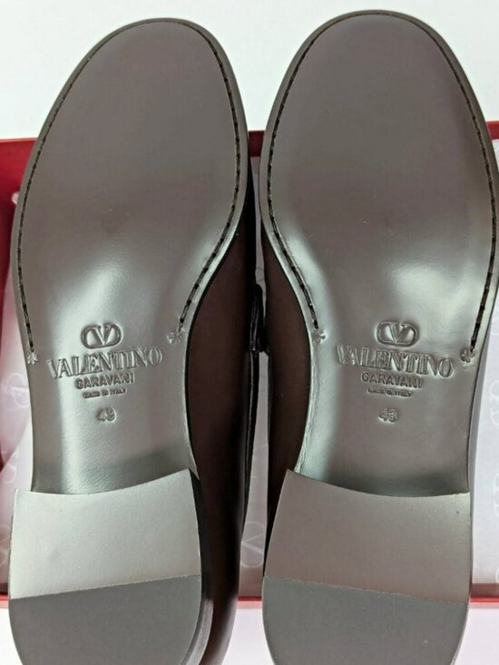 Valentino Garavani Men\'s Vlogo Penny Loafer Chocolate Brown Size 43 (MSRP $980)